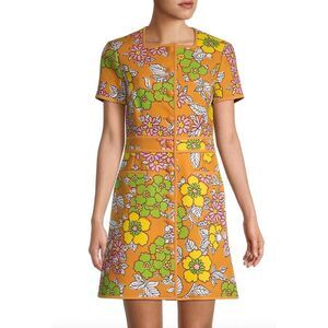Tory Burch Dress Size 8 Nadia Wallpaper Buttoned Mini Short Sleeve